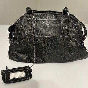 Rosetti Black Textured Shoulder Bag with Coin Purse